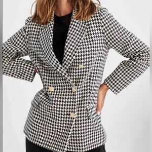Rachel Zoe Black and White Houndstooth Blazer